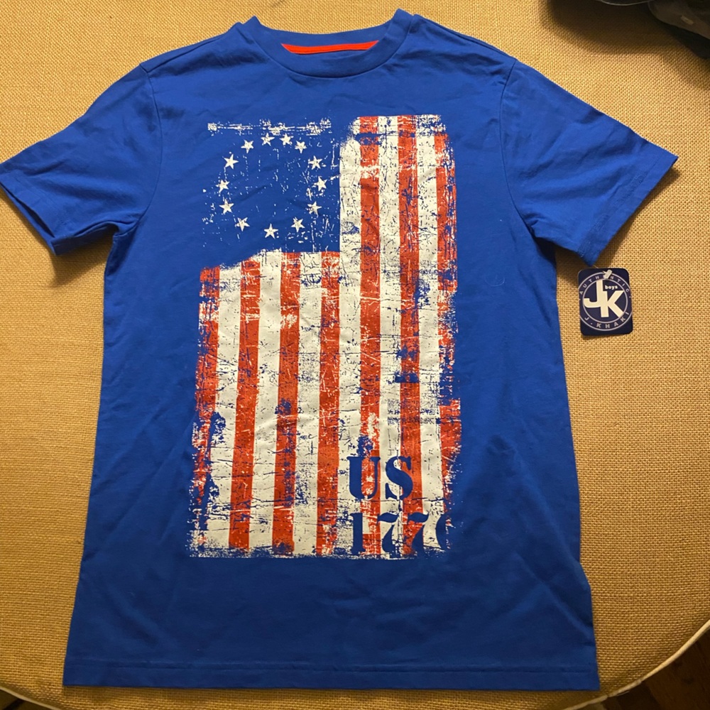 Boys Medium J Kahki US Flag Shirt
